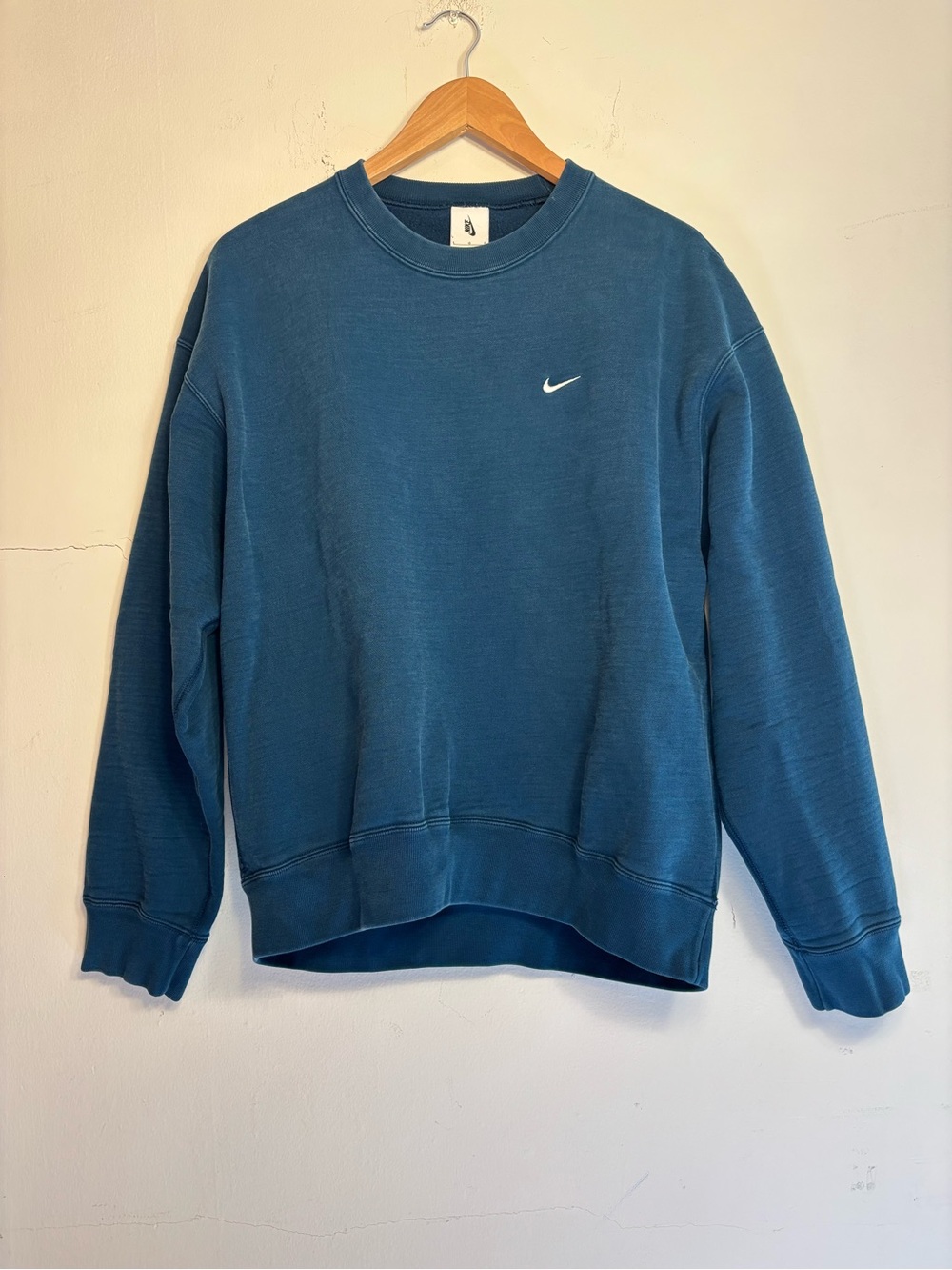 Nike Men's Teal Crewneck Sweatshirt with White Swoosh